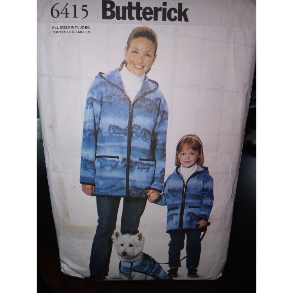 Butterick 6415 Children's Girls Misses Jacket & Dog Coat Sewing Pattern S - XL